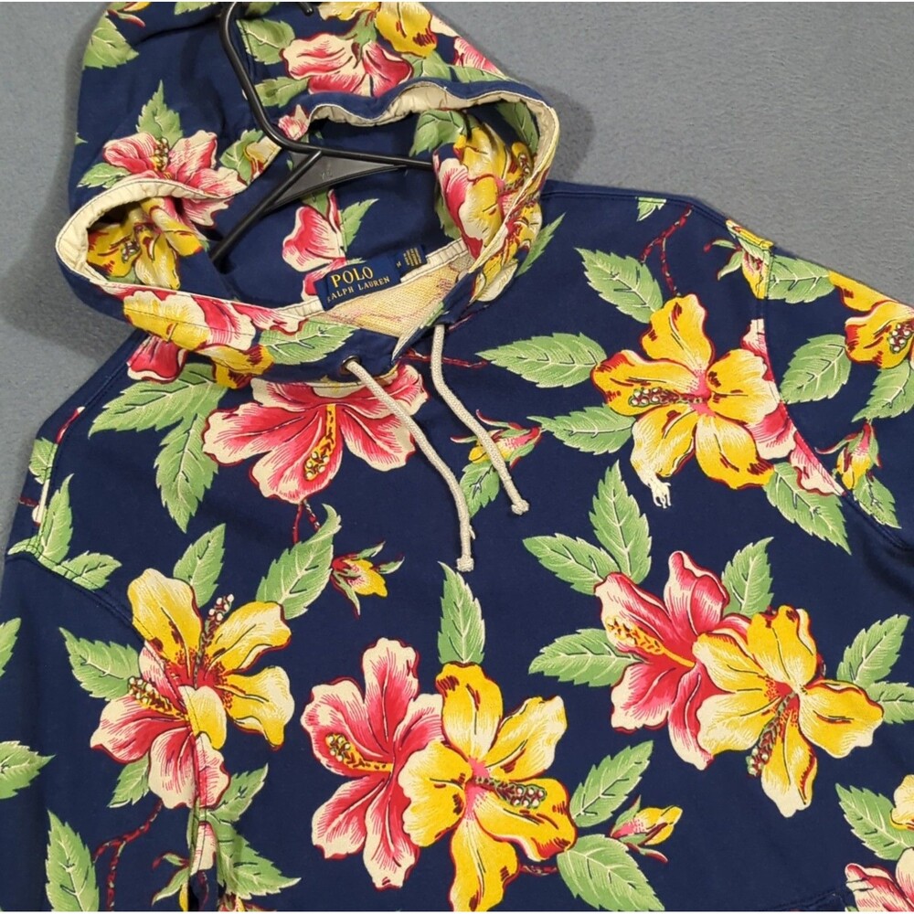 Polo Ralph Lauren Floral Cotton Spa Terry Hoodie Men's M Multicolor Tropical